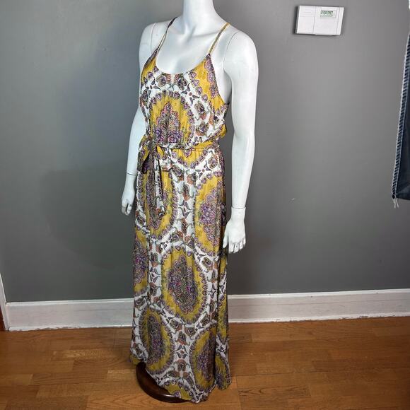 Anthropologie Akemi + Kin maxi dress Medium strappy gold blouson lightweight NWT - Picture 1 of 16